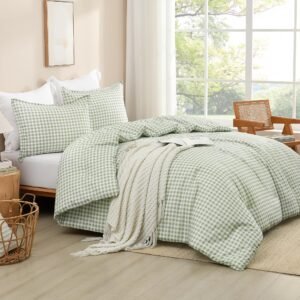 BB THINGS Tan Gingham Comforter Set Twin(66x90Inch)